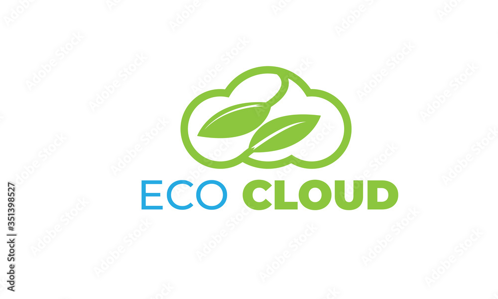 ECO CLOUD LOGO with modern concept, leaf, and the cloud can also be used eco logos - cloud logos - plant icon, the bionic symbol with green and blue colors ECO CLOUD LOGO with modern concept, leaf, and the cloud can also be used eco logos - cloud logos - plant icon, the bionic symbol with green and blue colors