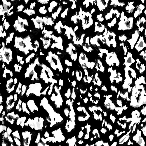 Abstract animal skin leopard seamless pattern design. Jaguar  leopard  cheetah  panther fur. Black and white seamless camouflage background.