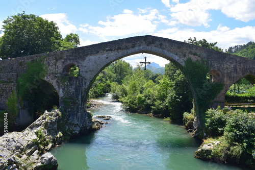 vista del puente romano de Cangas de Onis, Asturias, Spain