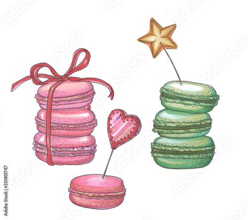 pink and freen macaroons cakes for a party