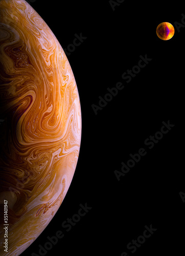 Soap bubbles like planets in space