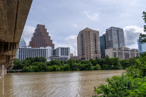 View of Downtown Austin Skyline From Under the Congress Avenue Bridge During The Day
