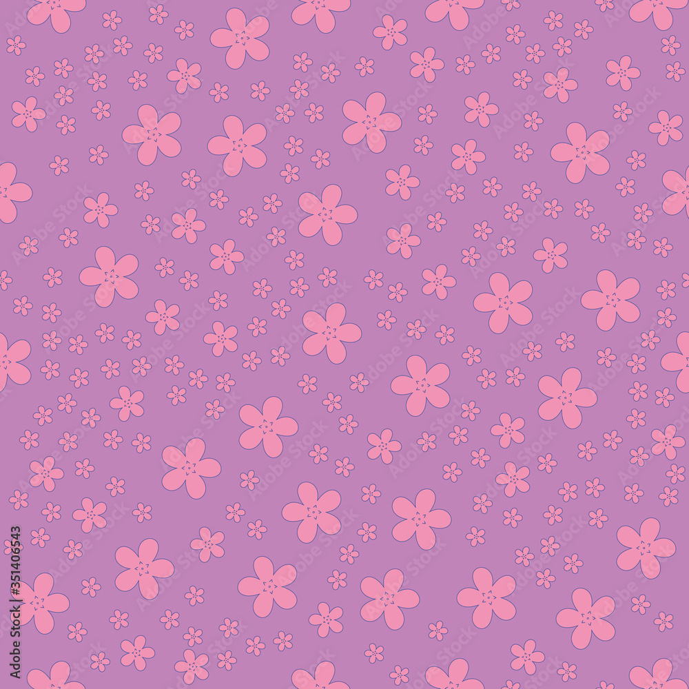 Daisies on blue purple. Seamless pattern.