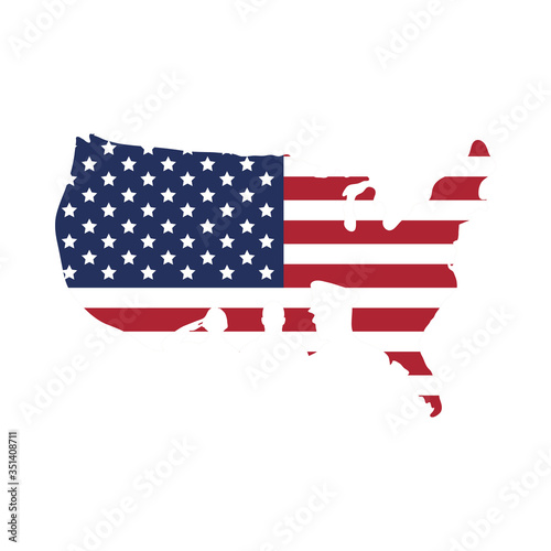 united states of america flag in usa map