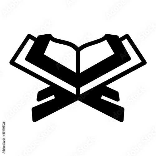 The Koran Majeed wooden Hand Carved Concept, Muslims Holy Book Vector Glyph Icon Design, Religious text of Islam on White background 