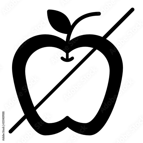 Stop consuming food in ramadan During Fast vector Glyph Icon Design, Avoid eating fresh Fruit in Daylight while fasting concept, Ramazan kareem and Islamic Symbols on white background, 