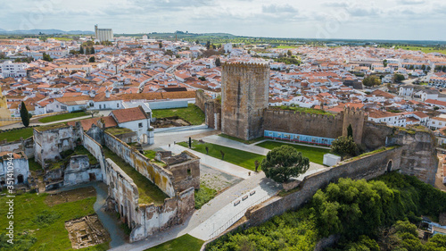 Aerial view of Moura castle and the city of Moura, in Portugal photo