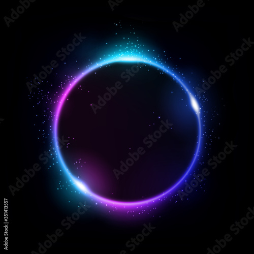 Abstract Multicolor Eclipse, isolated on Dark Background. Vector Illustration