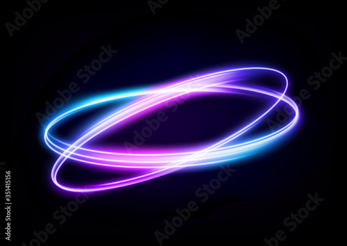 Abstract Multicolor Wavy Line of Light, isolated on Dark Background. Vector Illustration