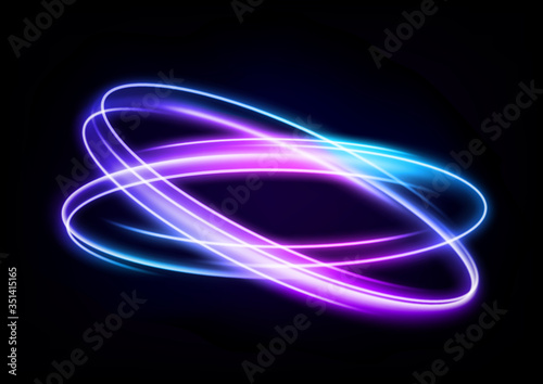 Abstract Multicolor Wavy Line of Light, isolated on Dark Background. Vector Illustration