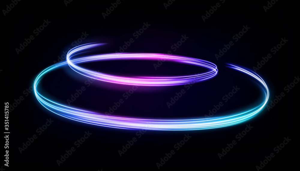 Abstract Multicolor Wavy Line of Light, isolated on Dark Background. Vector Illustration Abstract Multicolor Wavy Line of Light, isolated on Dark Background. Vector Illustration