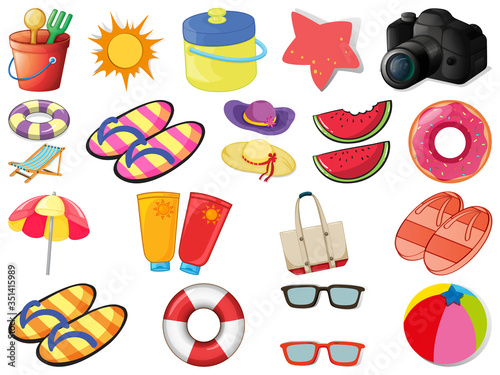 Set of beach objects