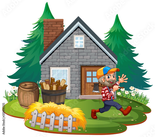 Farmer at stone house