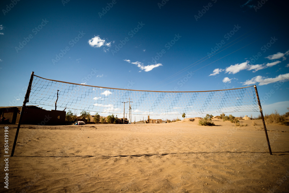 volleyball net at the desert