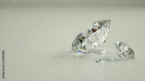 Diamond clean backgrounds 3D rendering