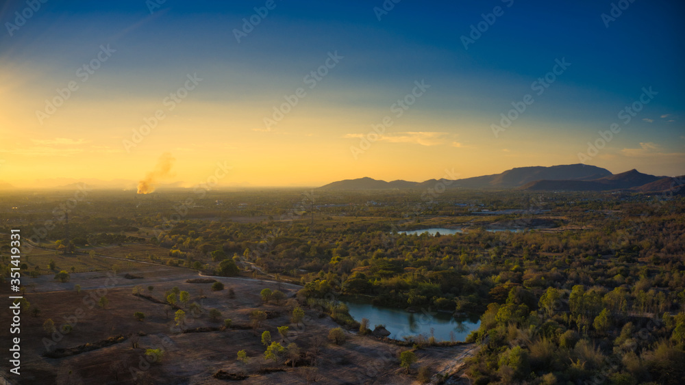 This unique photo shows the hilly landscape with lakes, from hua hin thailand, taken with a drone during a fantastic sunset! This unique photo shows the hilly landscape with lakes, from hua hin thailand, taken with a drone during a fantastic sunset!