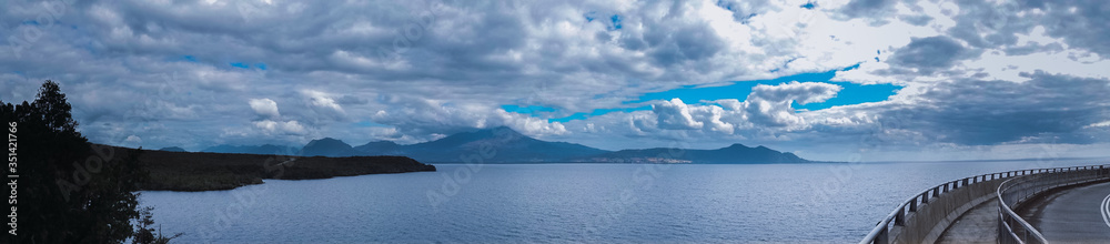Panoramic of the lake, lago Llanquihue, Chile.