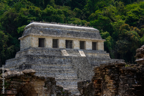 Temple of the Inscriptions, hieroglyphic text found, Maya civilization in Palenque Mexico photo