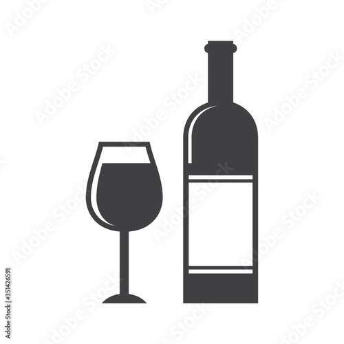 Wine bottle and glass