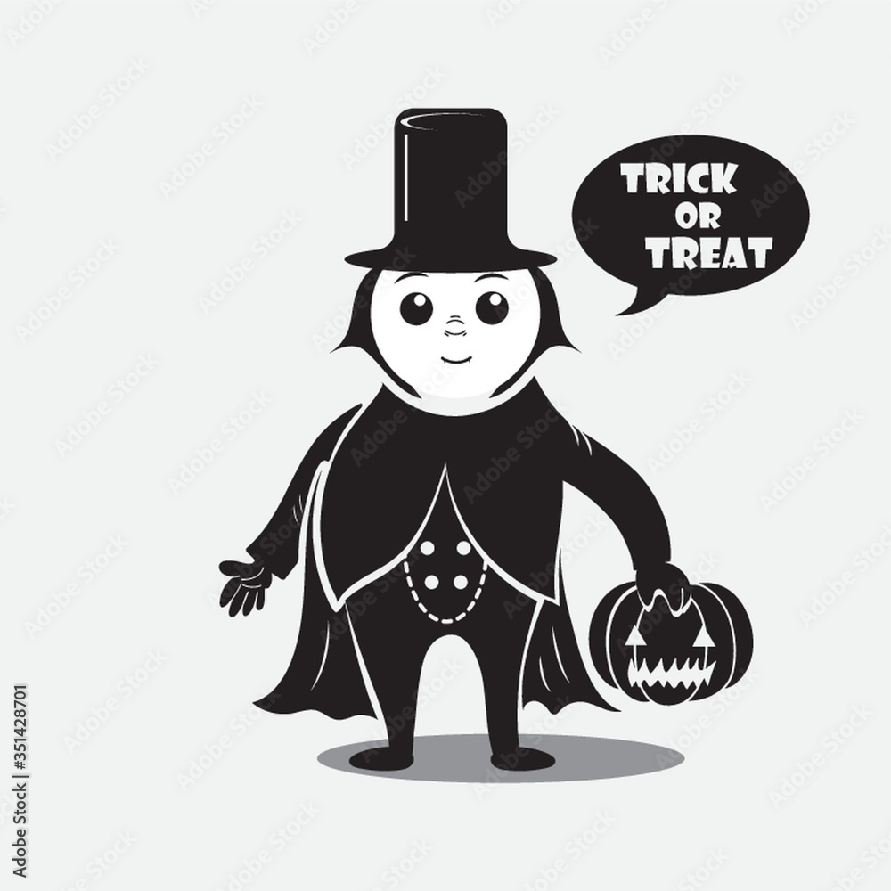 Person in a costume saying trick or treat
