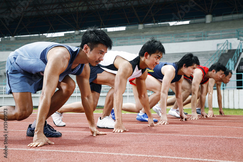 Men at starting line
