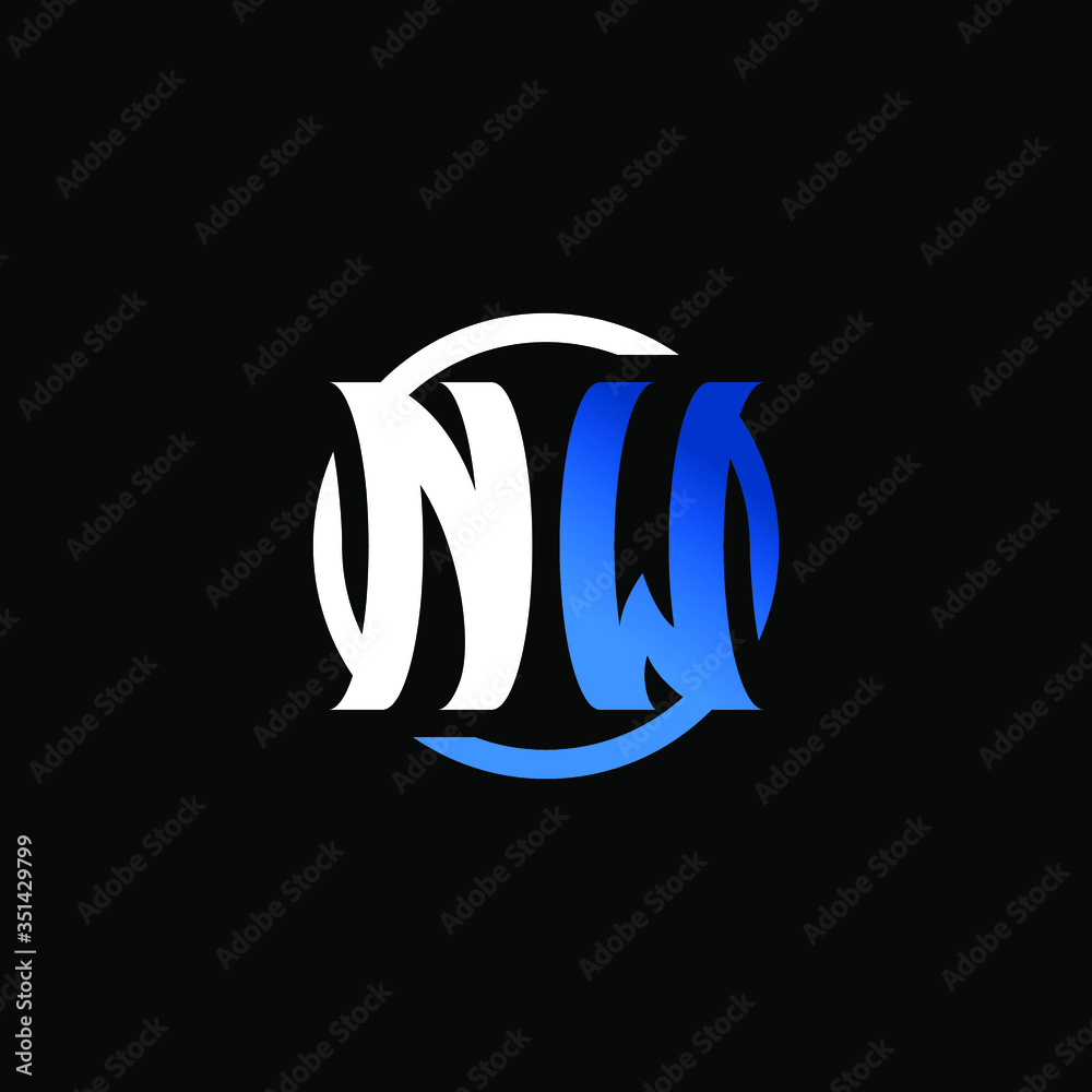 Initial Letter NW Circle Logo Design Initial Letter NW Circle Logo Design