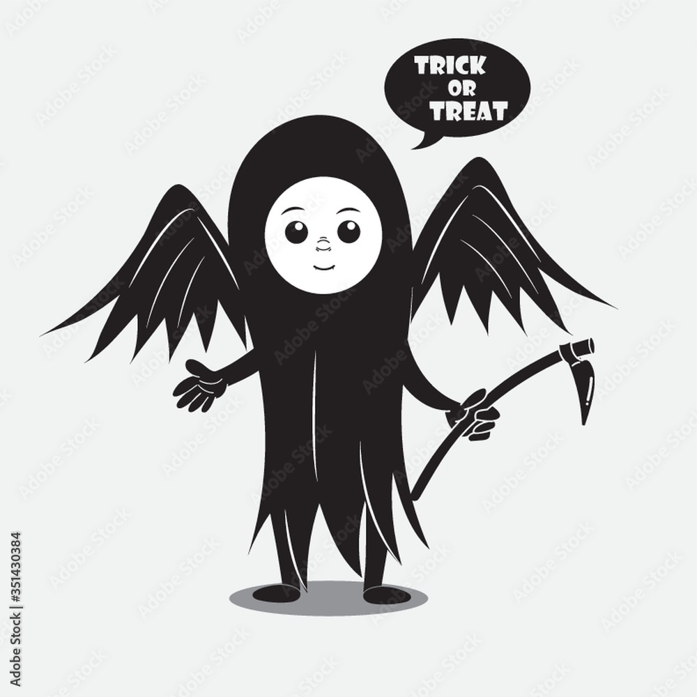 Person in a costume saying trick or treat Person in a costume saying trick or treat