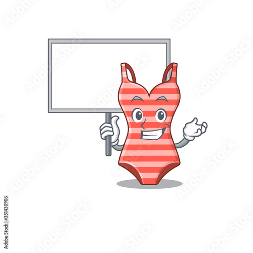 Cartoon picture of swimsuit mascot design style carries a board