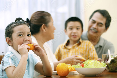 Family having a meal together