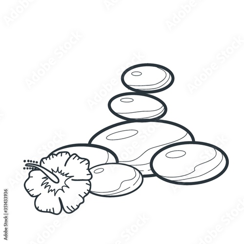 flower and basalt stone