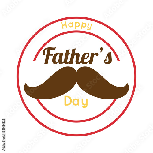 happy fathers day seal with mustache flat style
