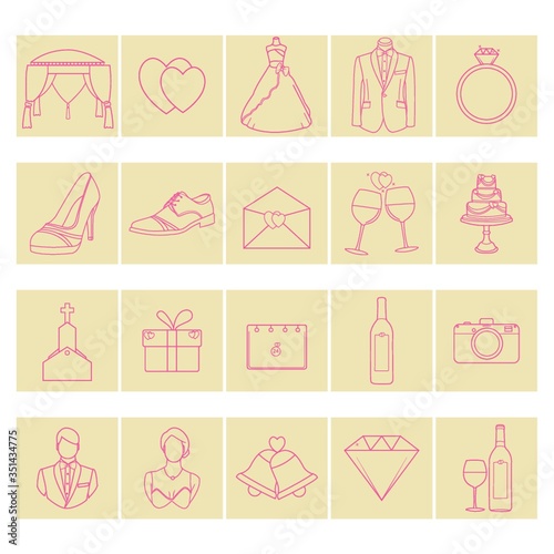 Set of wedding icons