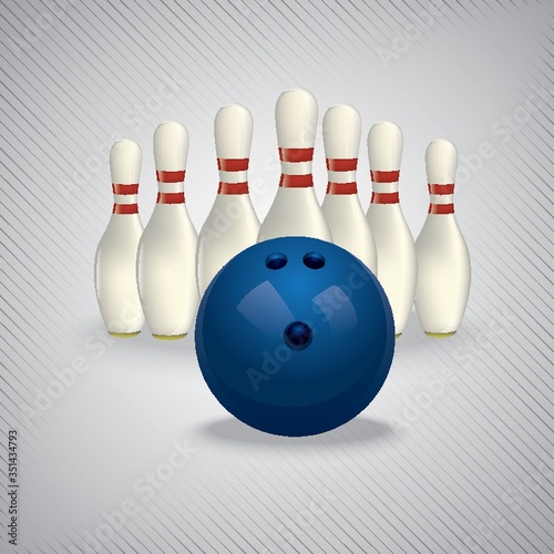 Bowling ball and pins