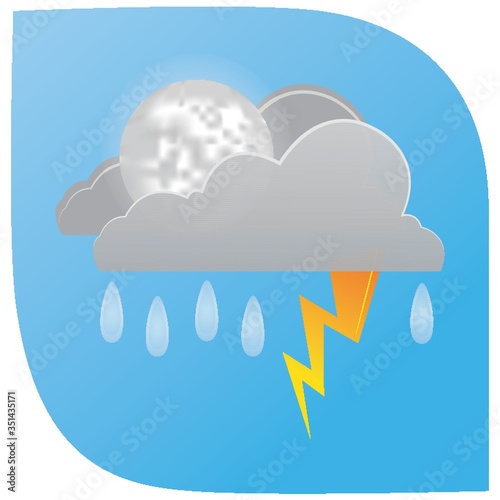 rainfall with lightning clouds and moon