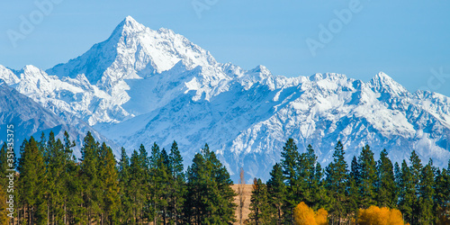 Mountain Landscape Blue Sky, New Zealand Landscape, Mountains Nature Background, Mountain Range