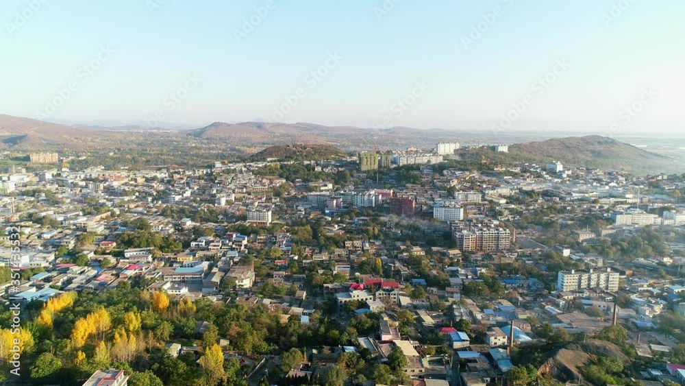 Aerial view of fantastic Chinese townscape in autumn Aerial view of fantastic Chinese townscape in autumn