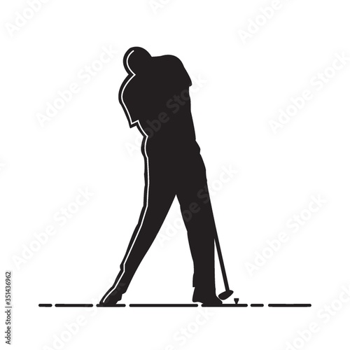 silhouette of man playing golf