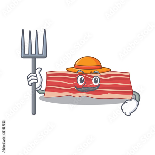 Bacon mascot design working as a Farmer wearing a hat