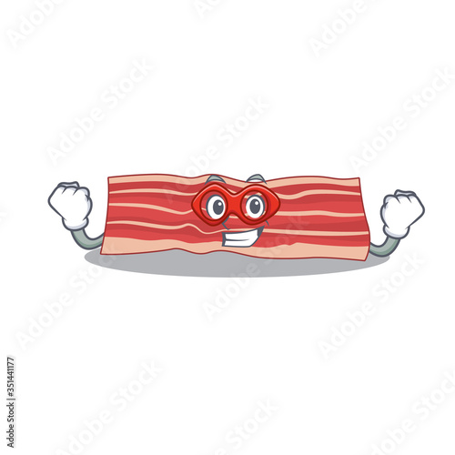 A cartoon drawing of bacon in a Super hero character