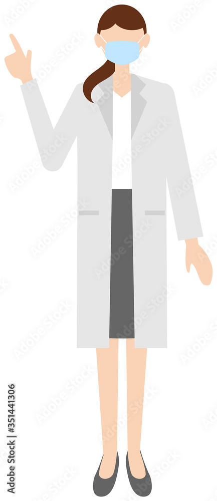 Vector image of a female doctor in in the white coat with a mask Vector image of a female doctor in in the white coat with a mask