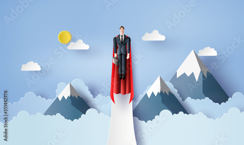 super businessman flying