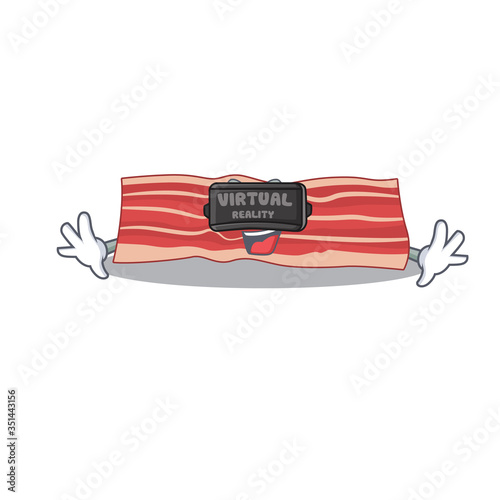A cartoon image of bacon using modern Virtual Reality headset