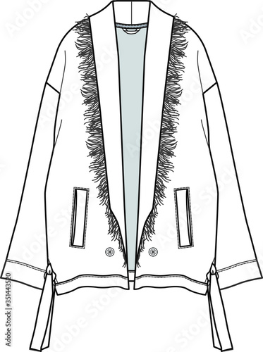 Women; Fashion Flat Sketches For Jackets.