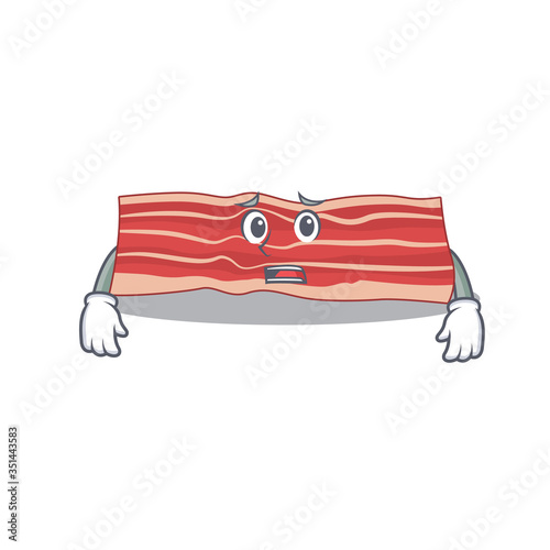 Cartoon design style of bacon having worried face