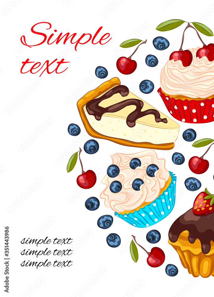 Dessert flyer template cartoon style