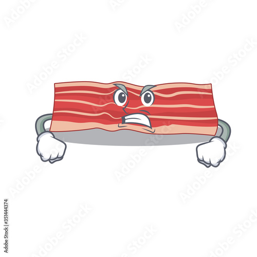 A cartoon picture of bacon showing an angry face