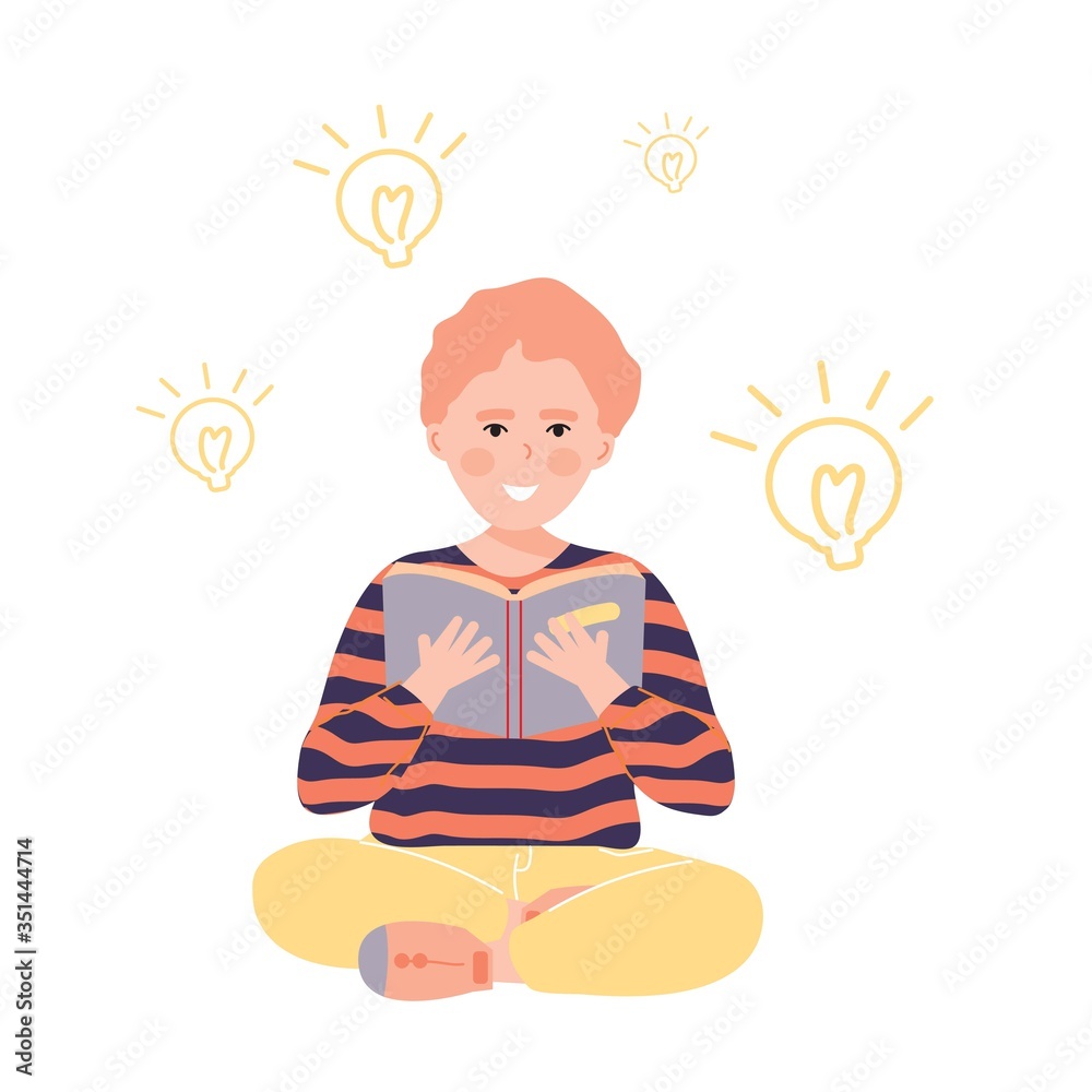 Thinking, idea, decision concept. Boy reading a book. Suddenly solved the problems. Smart person looking to something. Thinking, idea, decision concept. Boy reading a book. Suddenly solved the problems. Smart person looking to something.