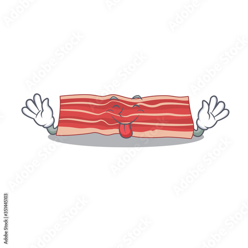 Funny bacon cartoon design with tongue out face