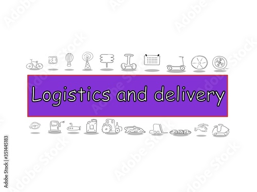 Logistics and delivery vector icon set. Thin simple collection illustration black