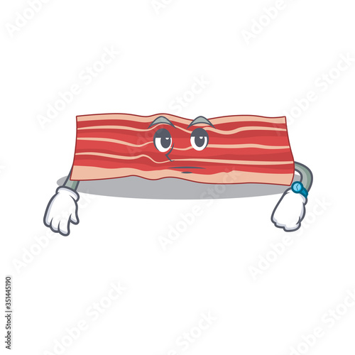 Mascot design style of bacon with waiting gesture